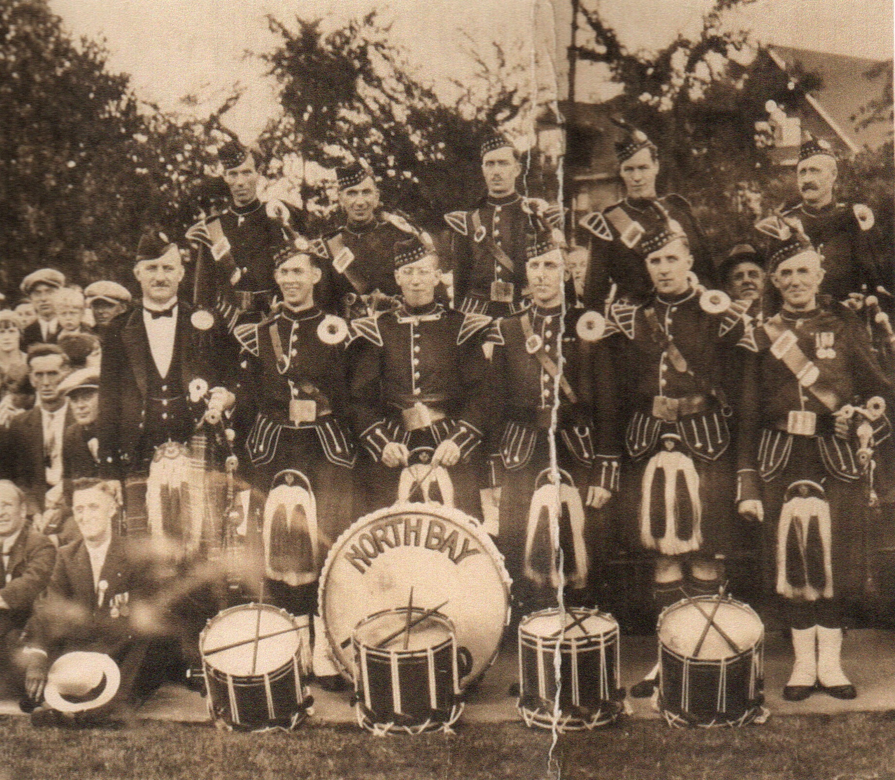 Detail of 228th Battalion Reunion 1932 north bay pipes and drums